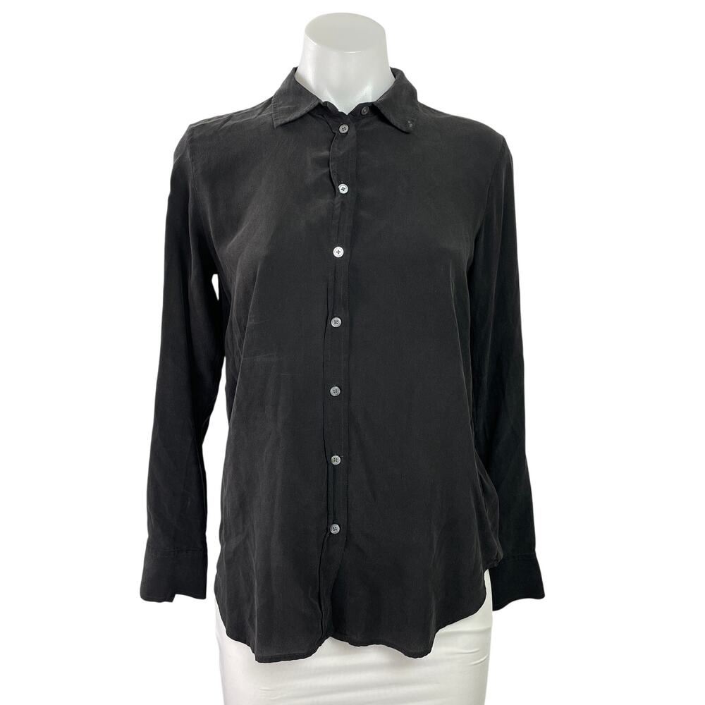 Everlane Women's Black Collared Casual Long Sleeve Button Down Shirt Top Size M